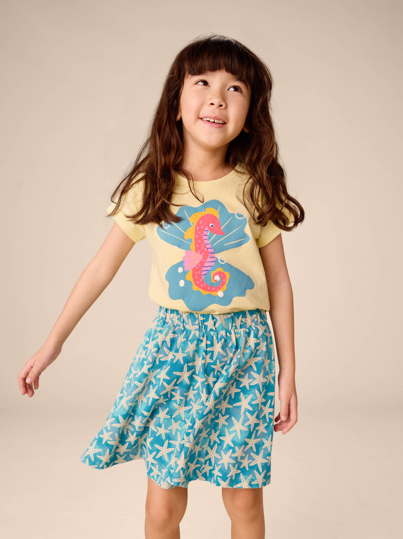 Seahorse And Pearls Graphic Tee in Banana - View 2