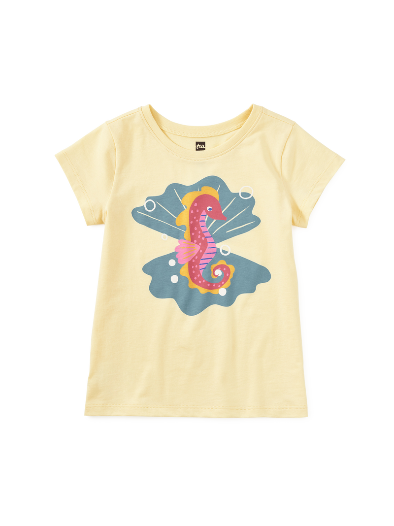 Seahorse And Pearls Graphic Tee in Banana - View 1