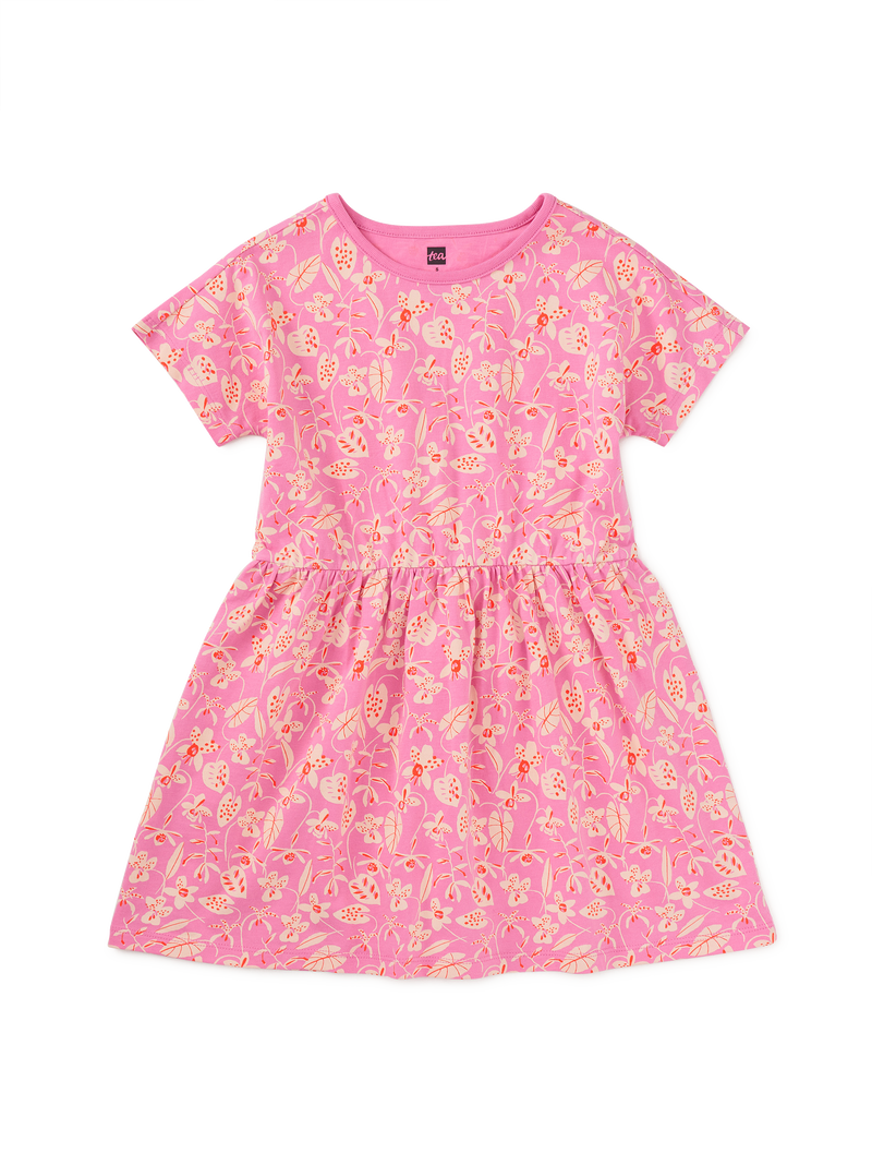 Short Sleeve Twirl Dress in Orchid Abundance - View 1