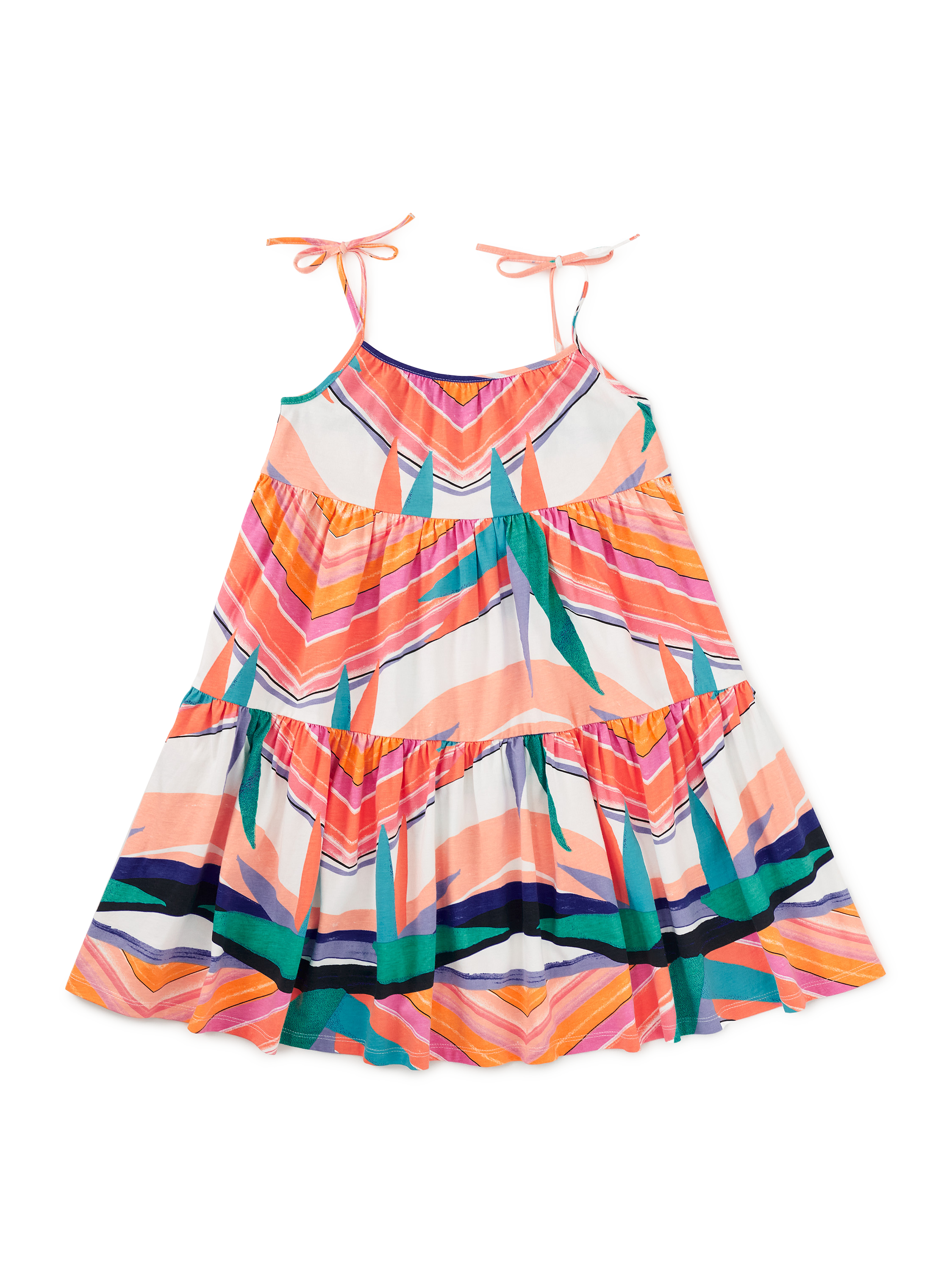 Tie Shoulder Tiered Dress