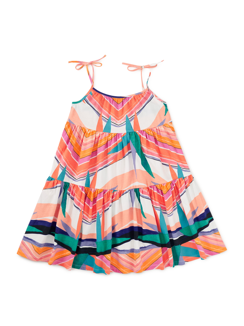 Tie Shoulder Tiered Dress in Bird Of Paradise Stripe - View 1