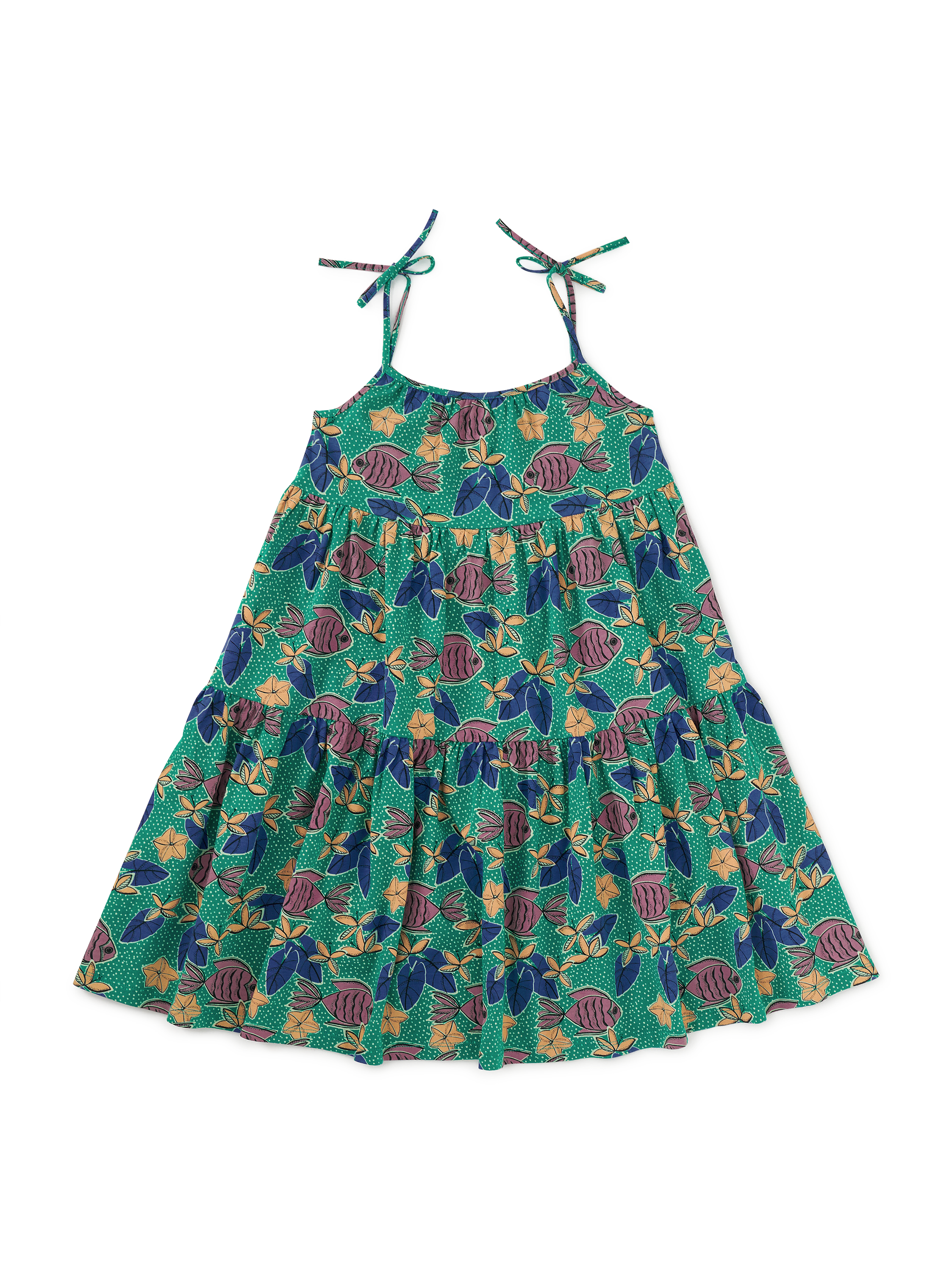 Tie Shoulder Tiered Dress