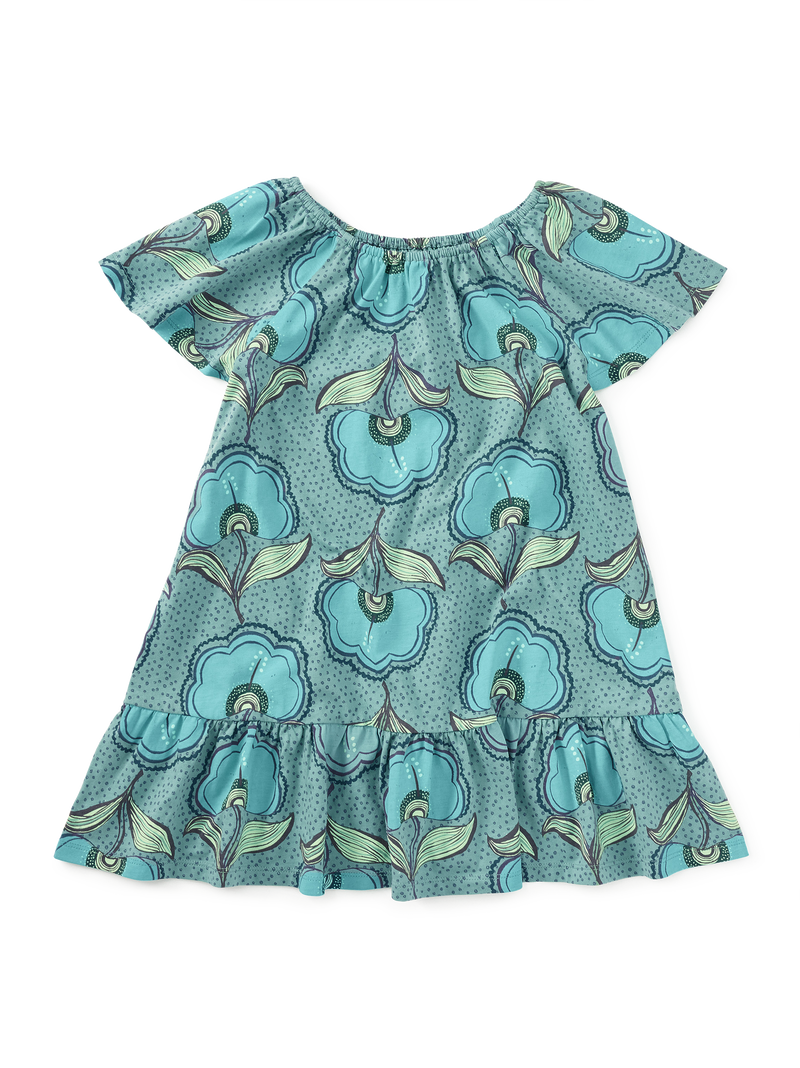 Flutter Sleeve Drop Skirt Dres in Hibiscus Wax Print - View 1