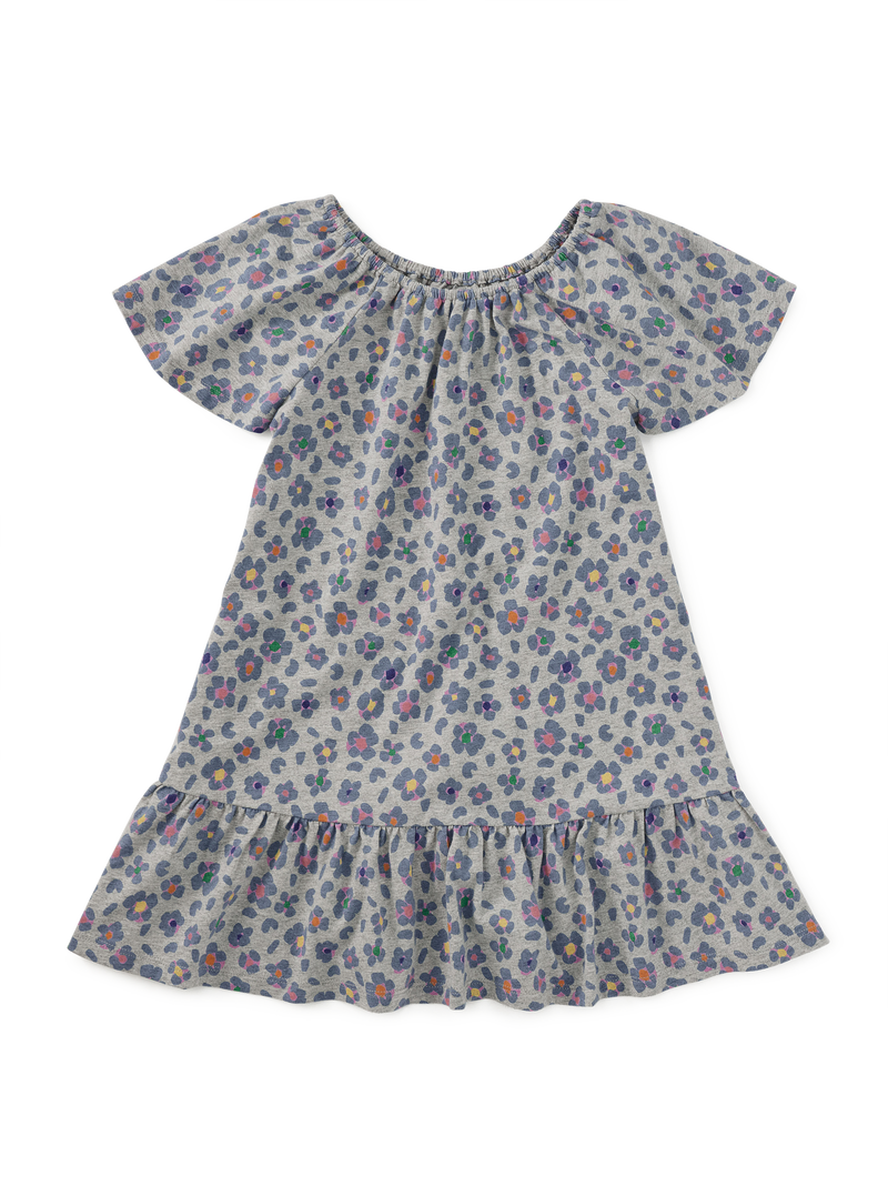 Flutter Sleeve Drop Skirt Dres in Jaguar Spot Flowers - View 1