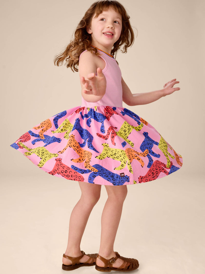 Print Mix Tank Skirted Dress in Bright Jaguars - View 2