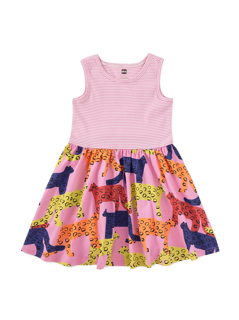 Print Mix Tank Skirted Dress in Bright Jaguars - View 1