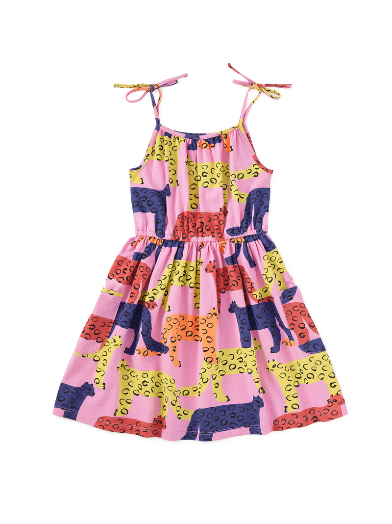 Tie Shoulder Twirl Dress in Bright Jaguars - View 1
