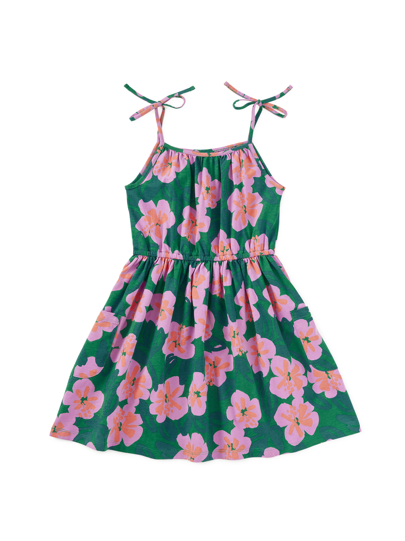 Tie Shoulder Twirl Dress in Bold Hibiscus - View 1