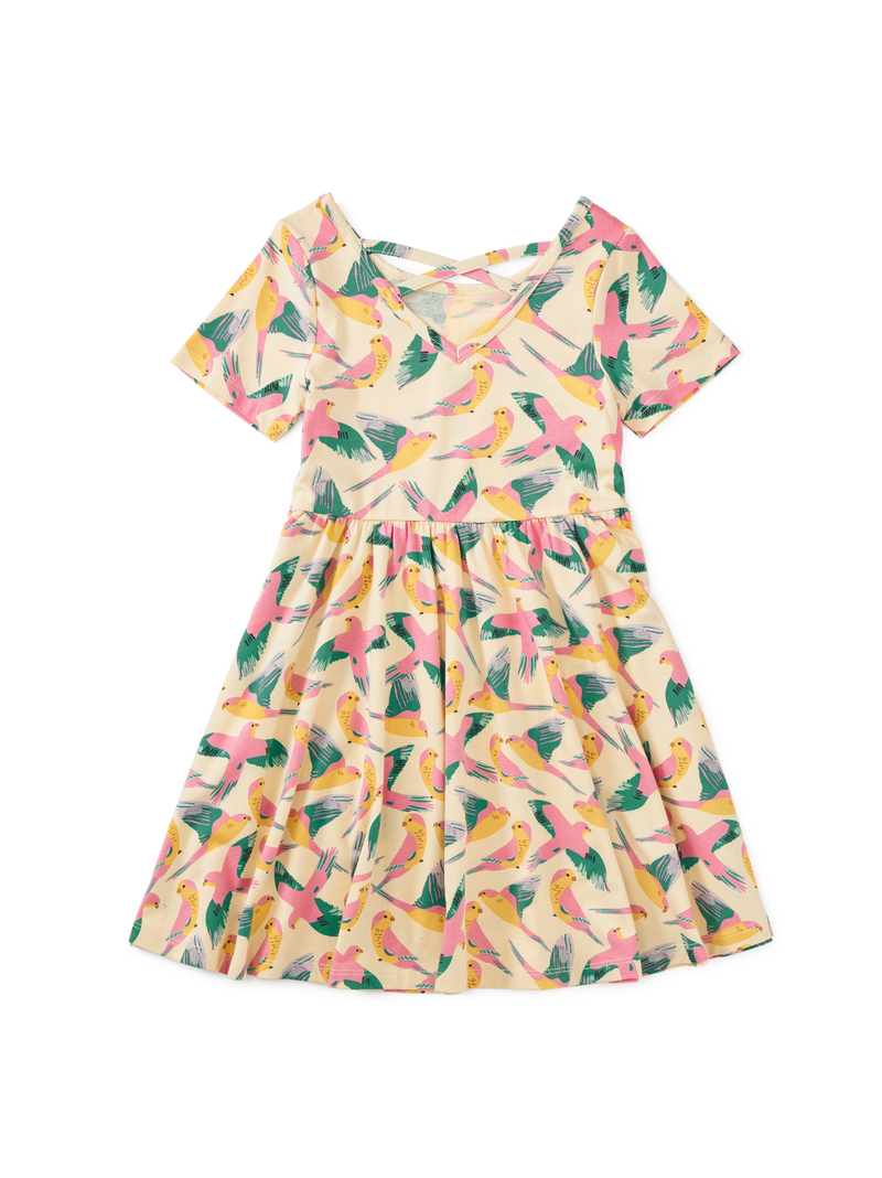 Short Sleeve Ballet Dress in Parrot Polka - View 2