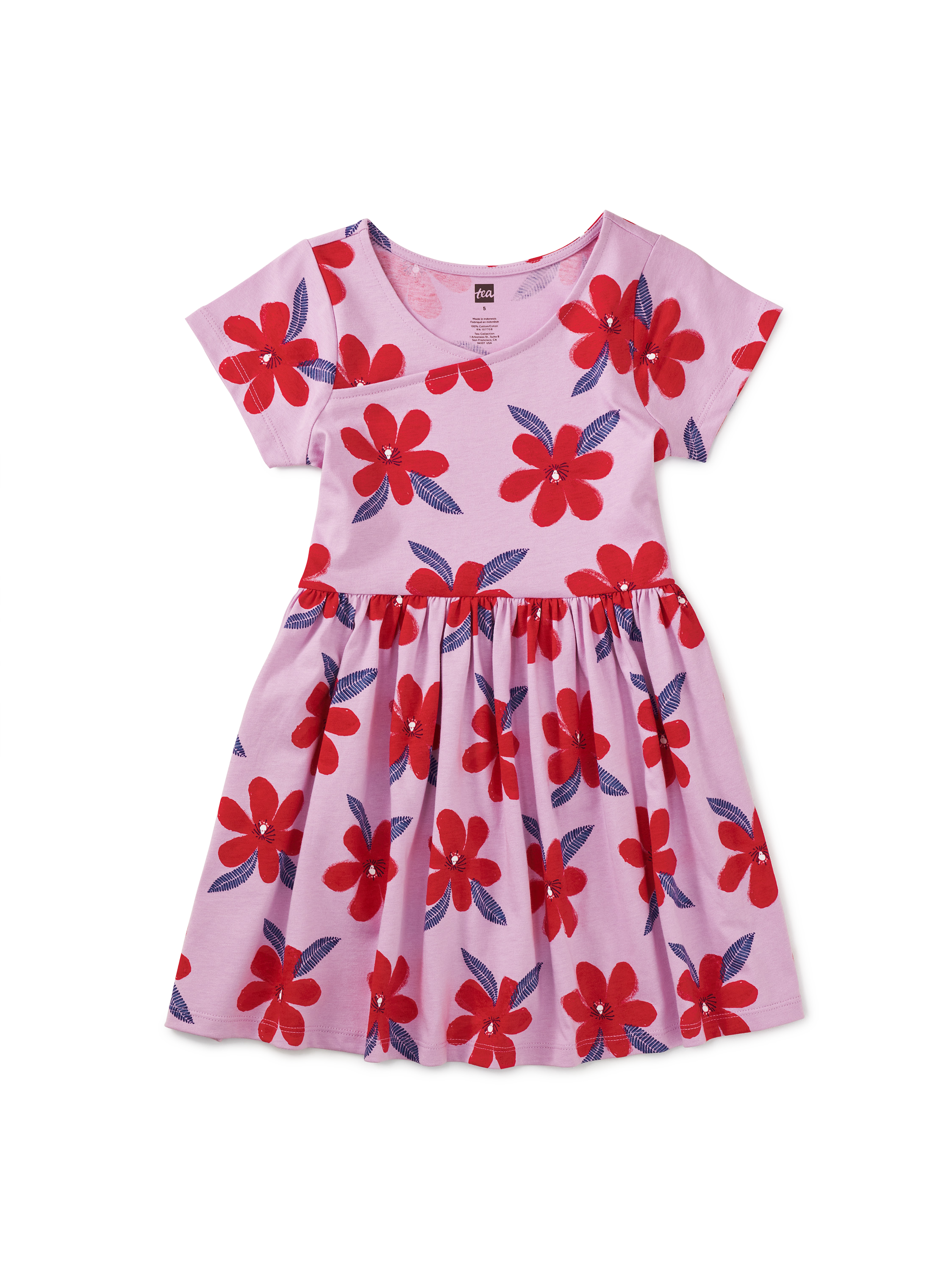 Short Sleeve Wrap Neck Dress