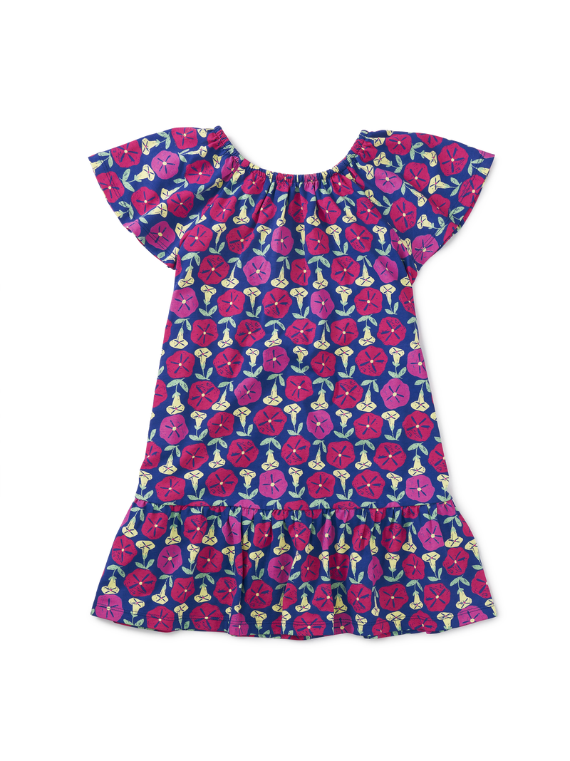 Twirl Drop Skirt Dress in Painted Morning Glories - View 2