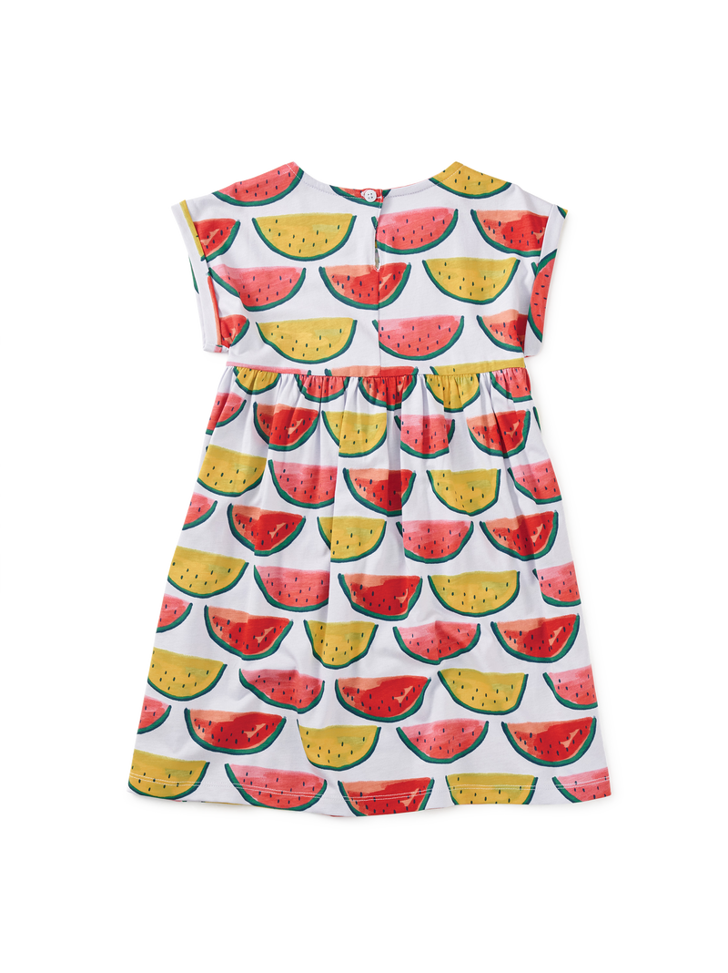 Short Sleeve Empire Dress in Painted Watermelons - View 2