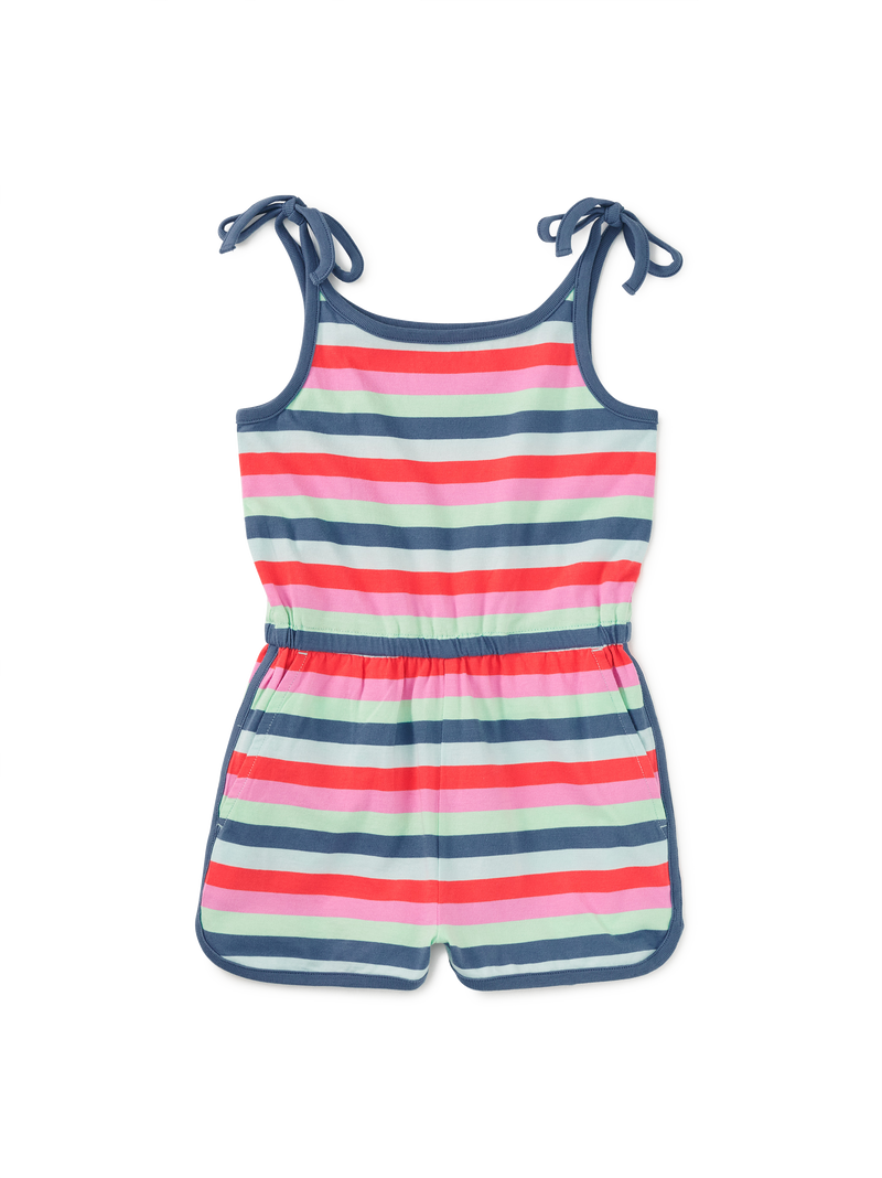 Tie Shoulder Sporty Romper in Scarlet - View 1