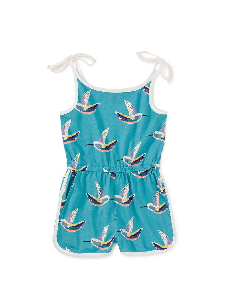 Tie Shoulder Sporty Romper in Hummingbird Haven - View 1