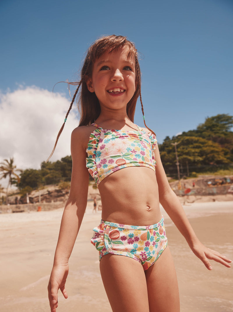 Ruffle Two-Piece Swim Set in Tropical Fruit Floral - View 2