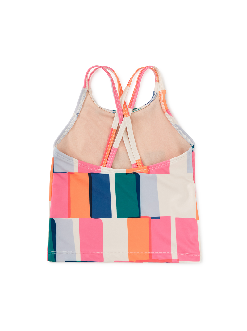 Cross Back Tankini Top in Copacabana Tile - View 2