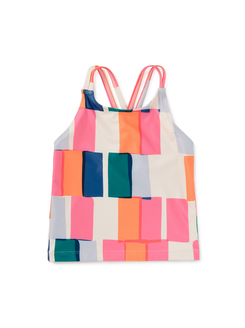 Cross Back Tankini Top in Copacabana Tile - View 1