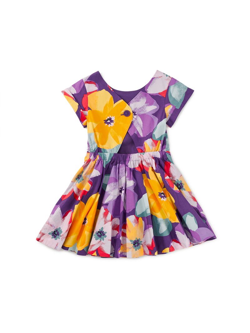 Button Back Skirted Dress in Large Tropical Floral - View 2