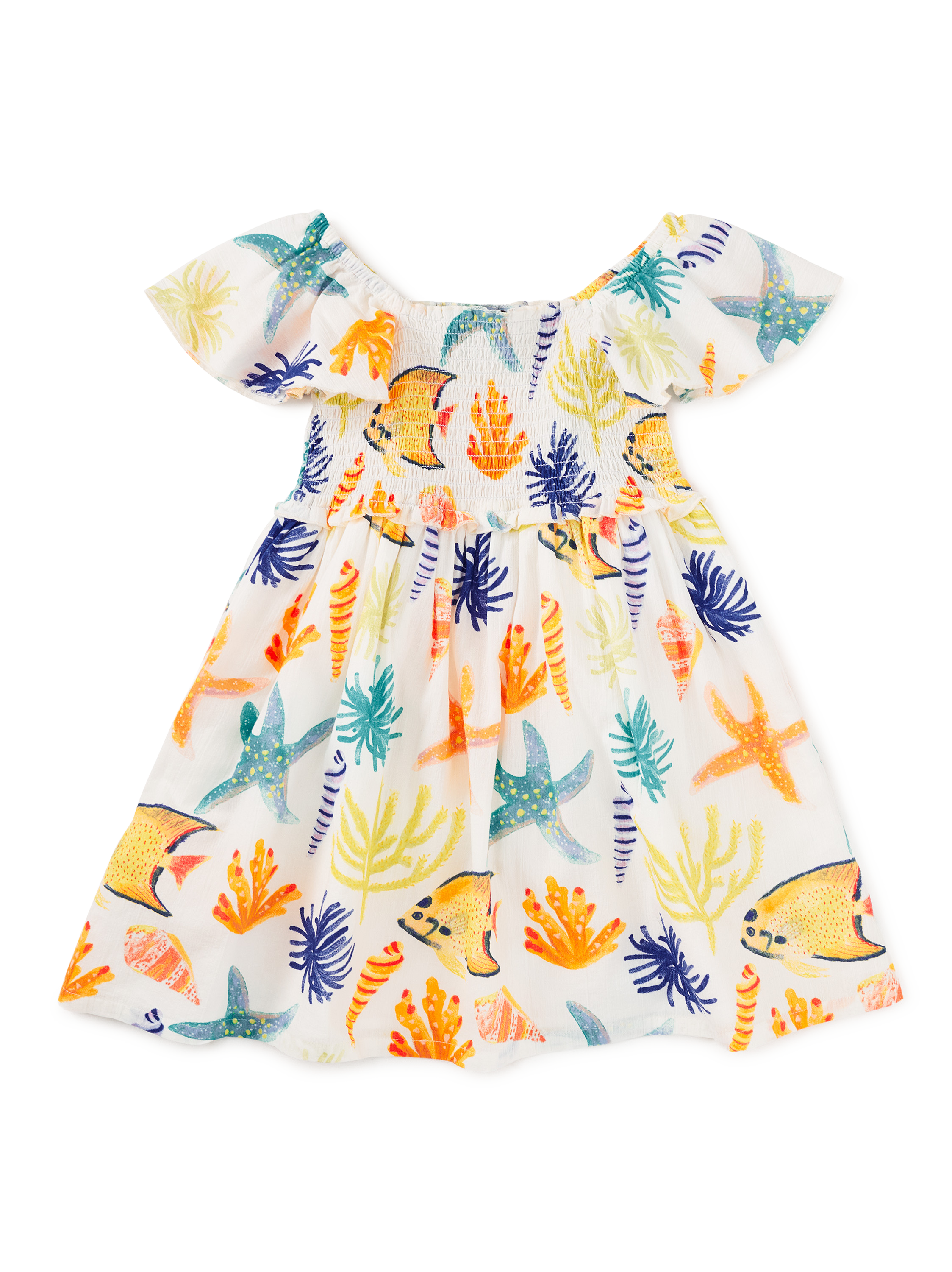 Flutter Sleeve Smocked Dress