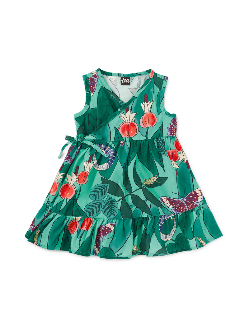 Sleeveless Wrap Dress in Jungle Botanical - View 2
