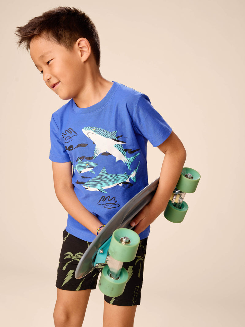 Shark Play Graphic Tee in Majorelle Blue - View 2