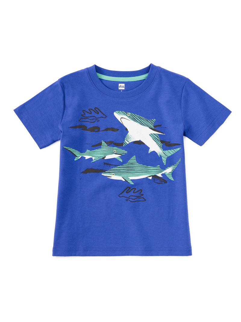 Shark Play Graphic Tee in Majorelle Blue - View 1