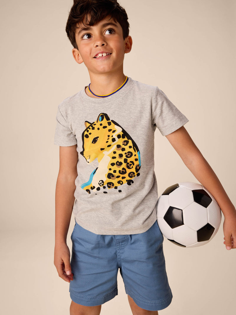 Painted Jaguar Graphic Tee in Med Heather Grey - View 2