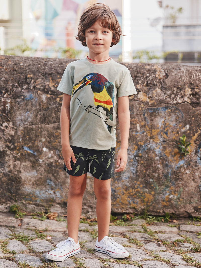 Printed Knit Shortie in Lightning Palms - View 2
