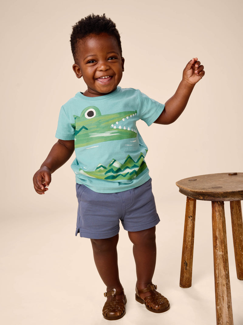 Baby Caiman Graphic Tee in Patina - View 2