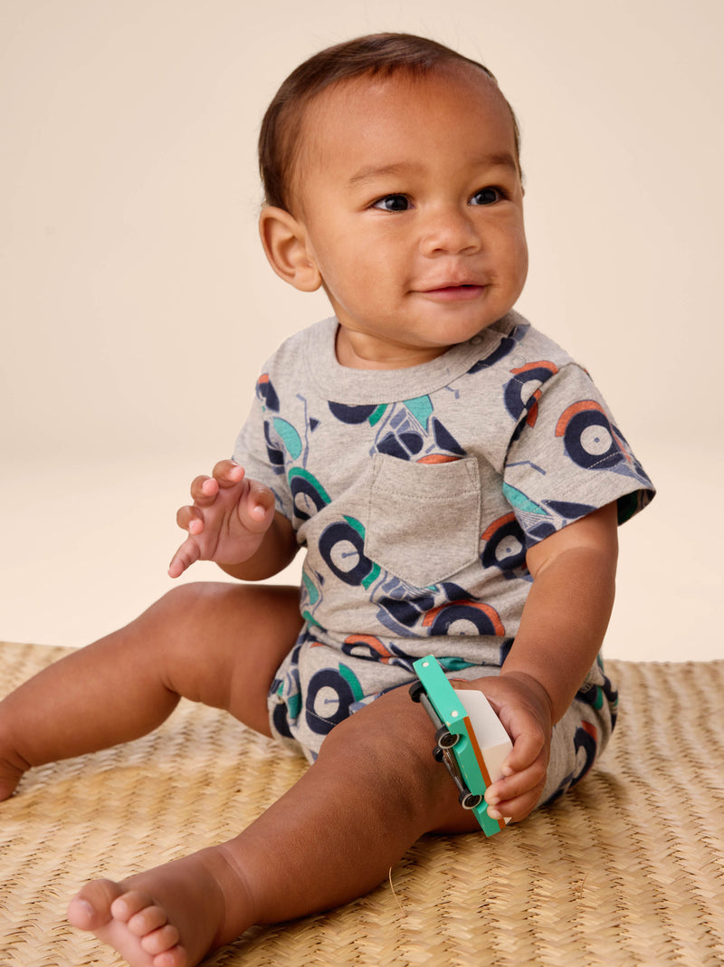 Pocket Shortie Baby Romper in Motocicleta - View 2