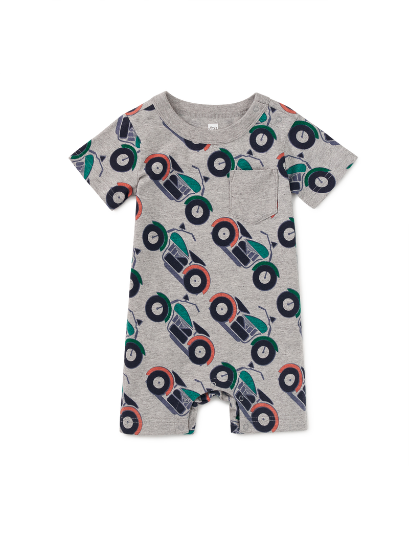 Pocket Shortie Baby Romper in Motocicleta - View 1