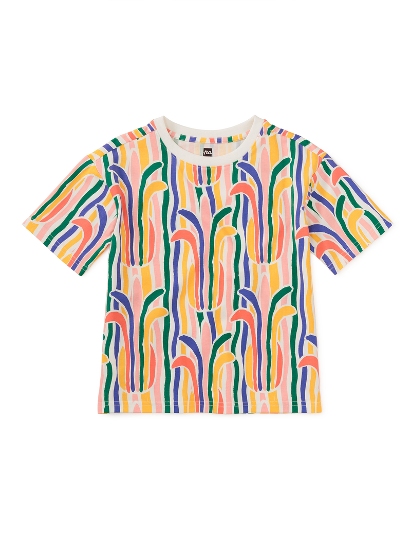 Easy Printed Tee in Rainbow Pineapple Stripe - View 1