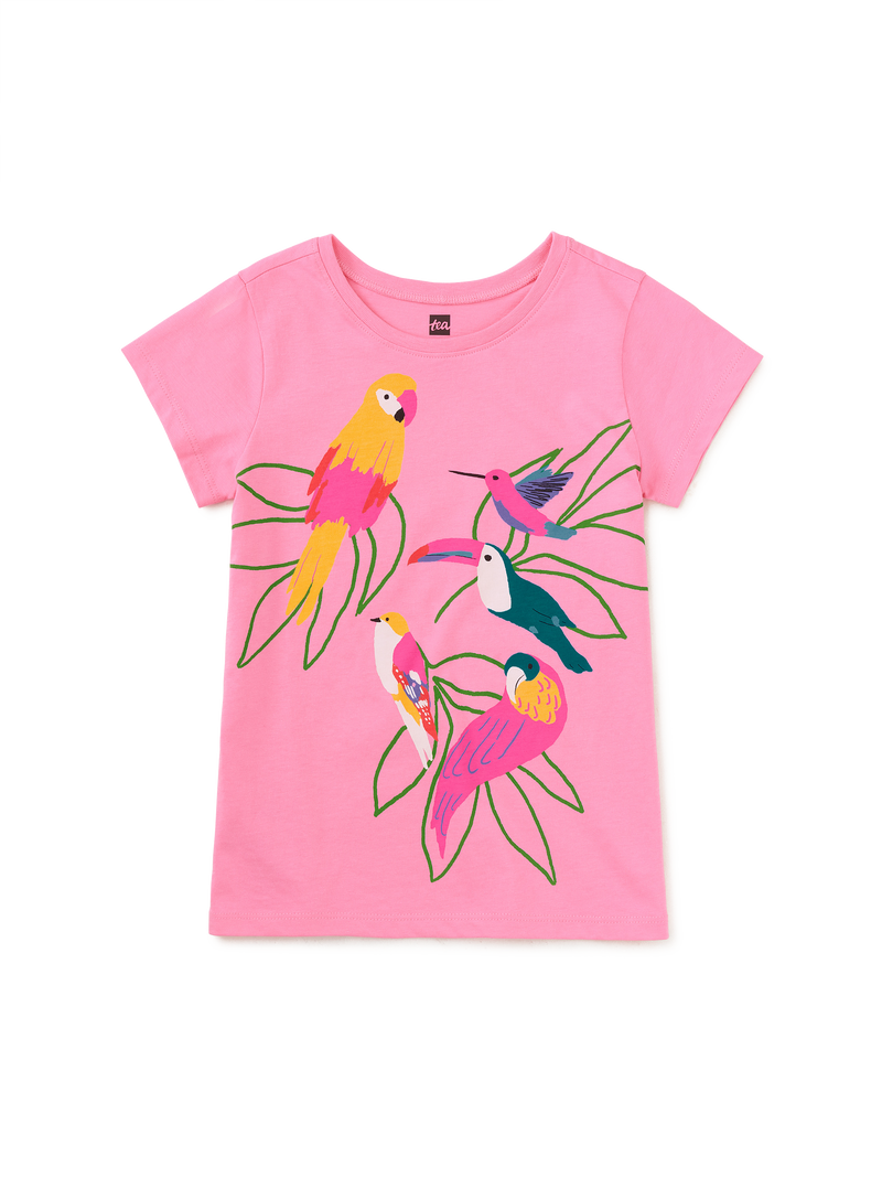 Tropical Birds Graphic Tee in Sachet Pink - View 1
