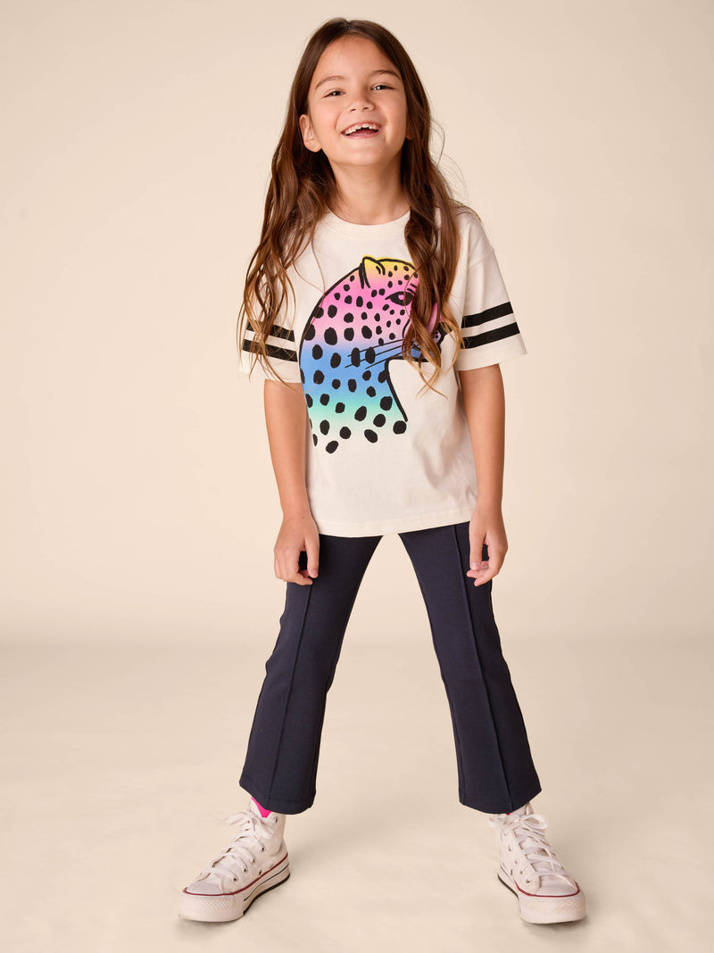 Ribbed Flare Pants in Indigo - View 2