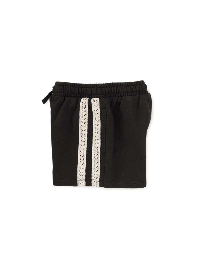 Crochet Sporty Shorts in Jet Black - View 2