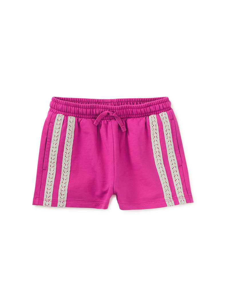 Crochet Sporty Shorts in Flambe - View 1