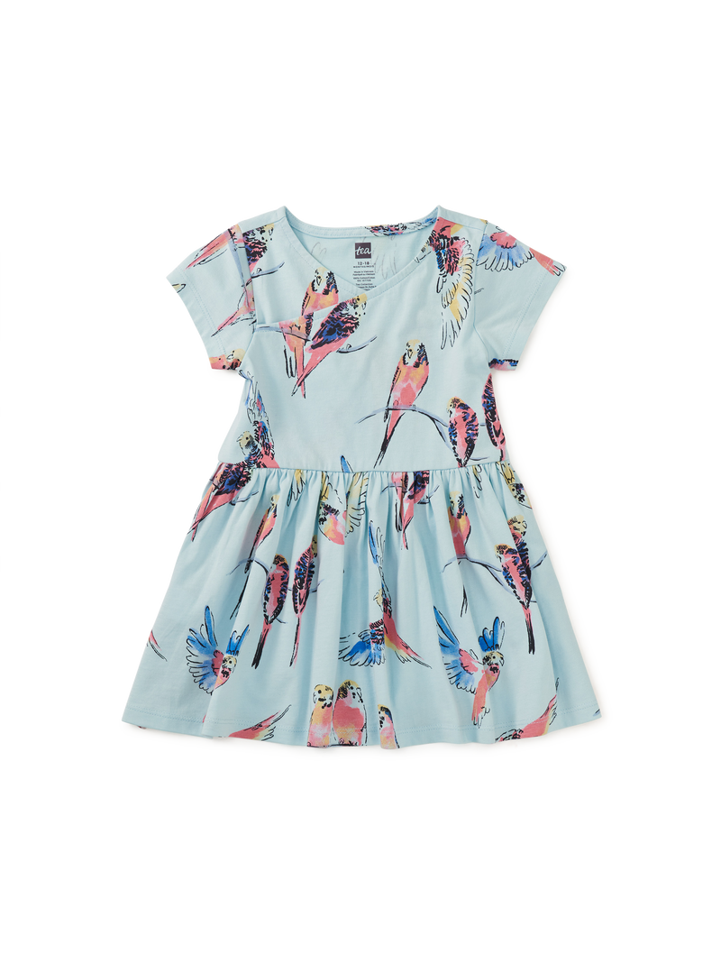 Short Sleeve Wrap Neck Dress in Pop Parrots - View 2