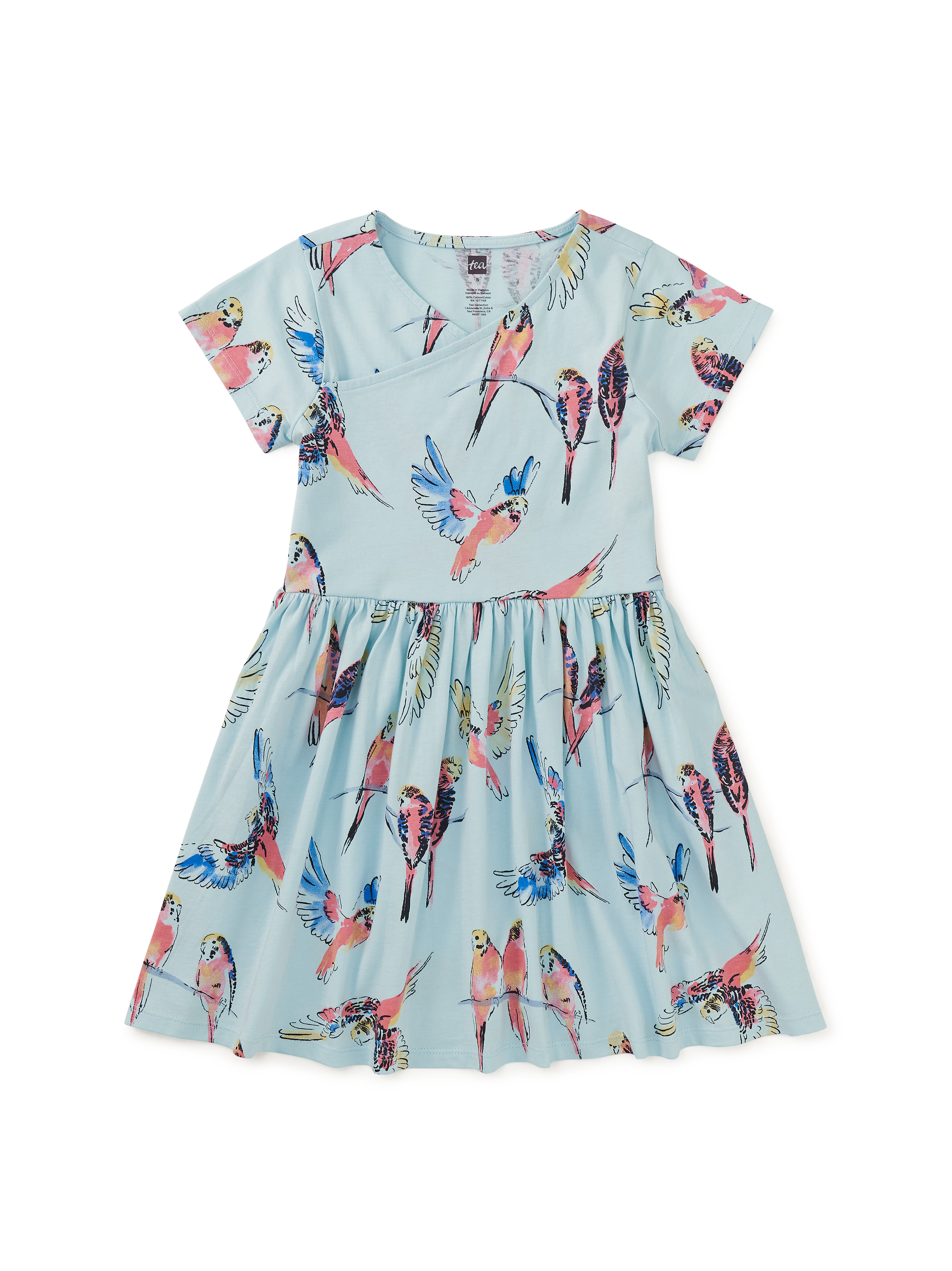 Short Sleeve Wrap Neck Dress