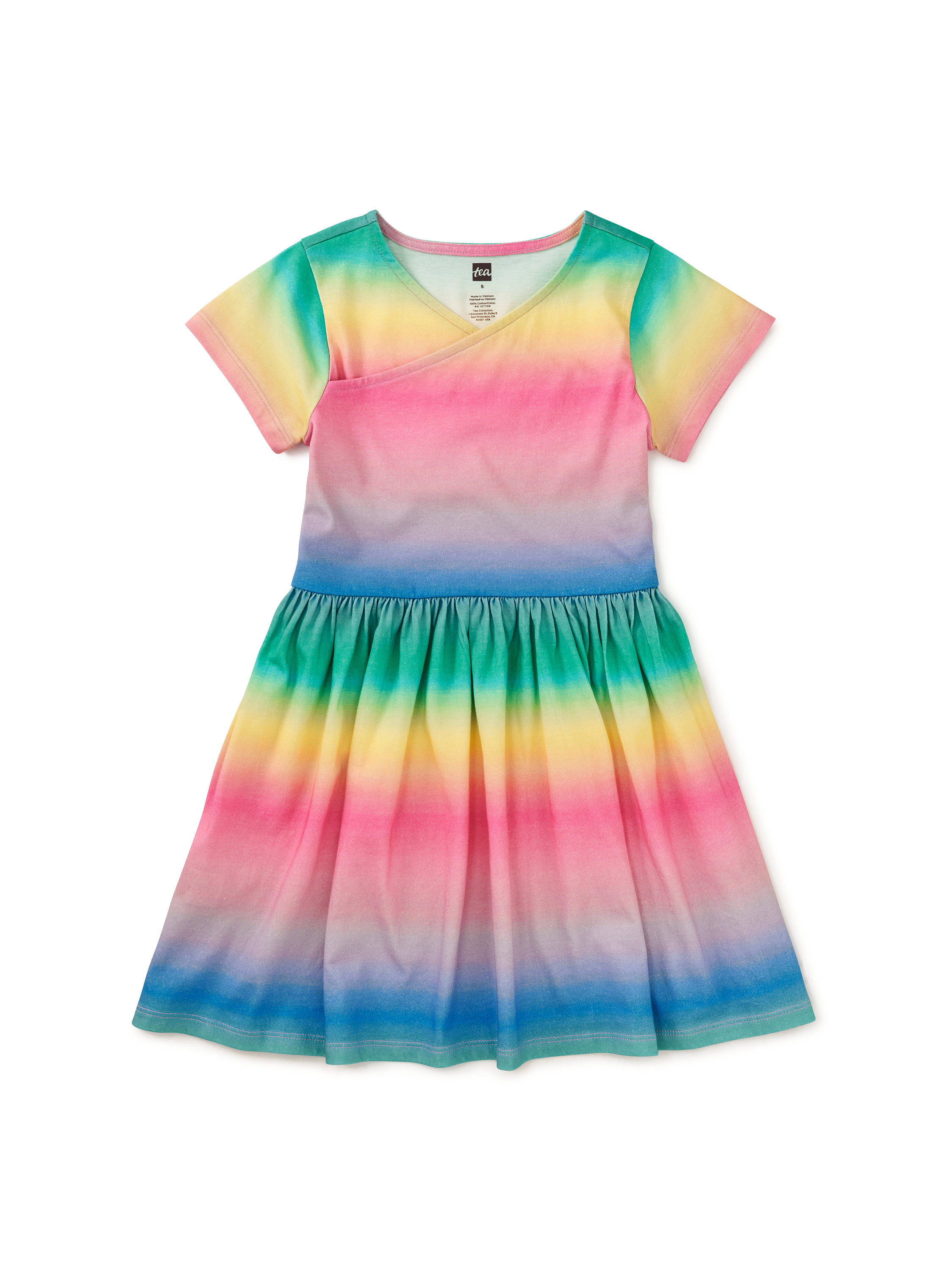 Short Sleeve Wrap Neck Dress