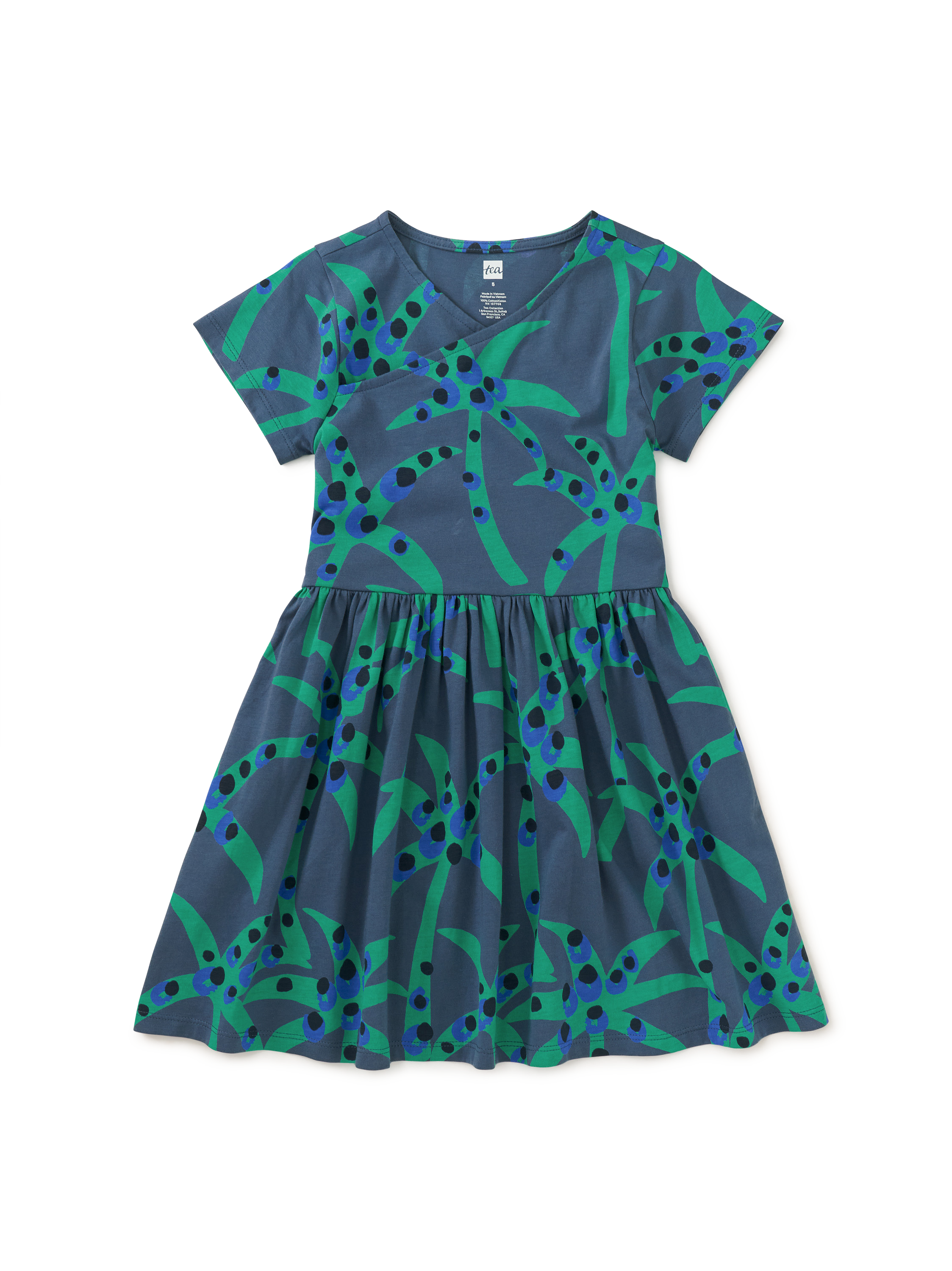Short Sleeve Wrap Neck Dress