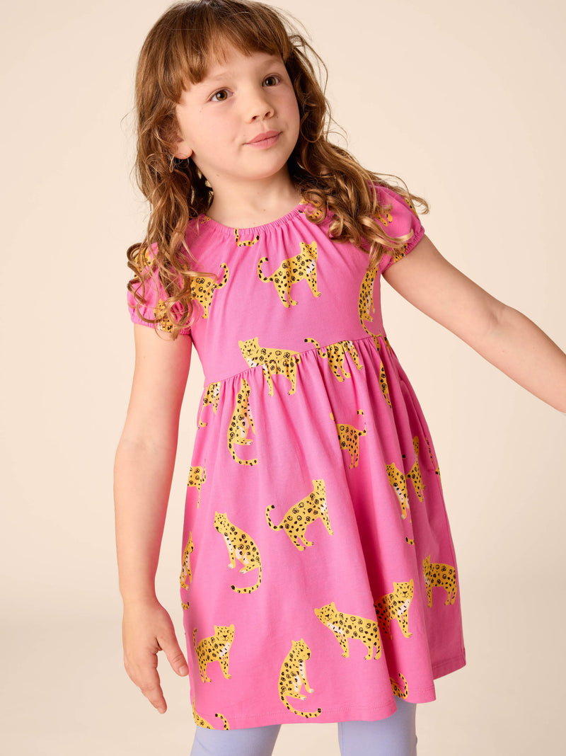 Puff Sleeve Empire Dress in Sweet Jaguars - View 2