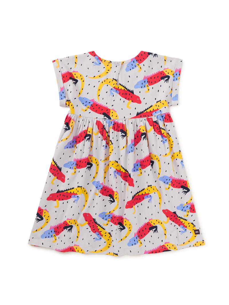 Short Sleeve Empire Dress in Iguana A Go-Go - View 2