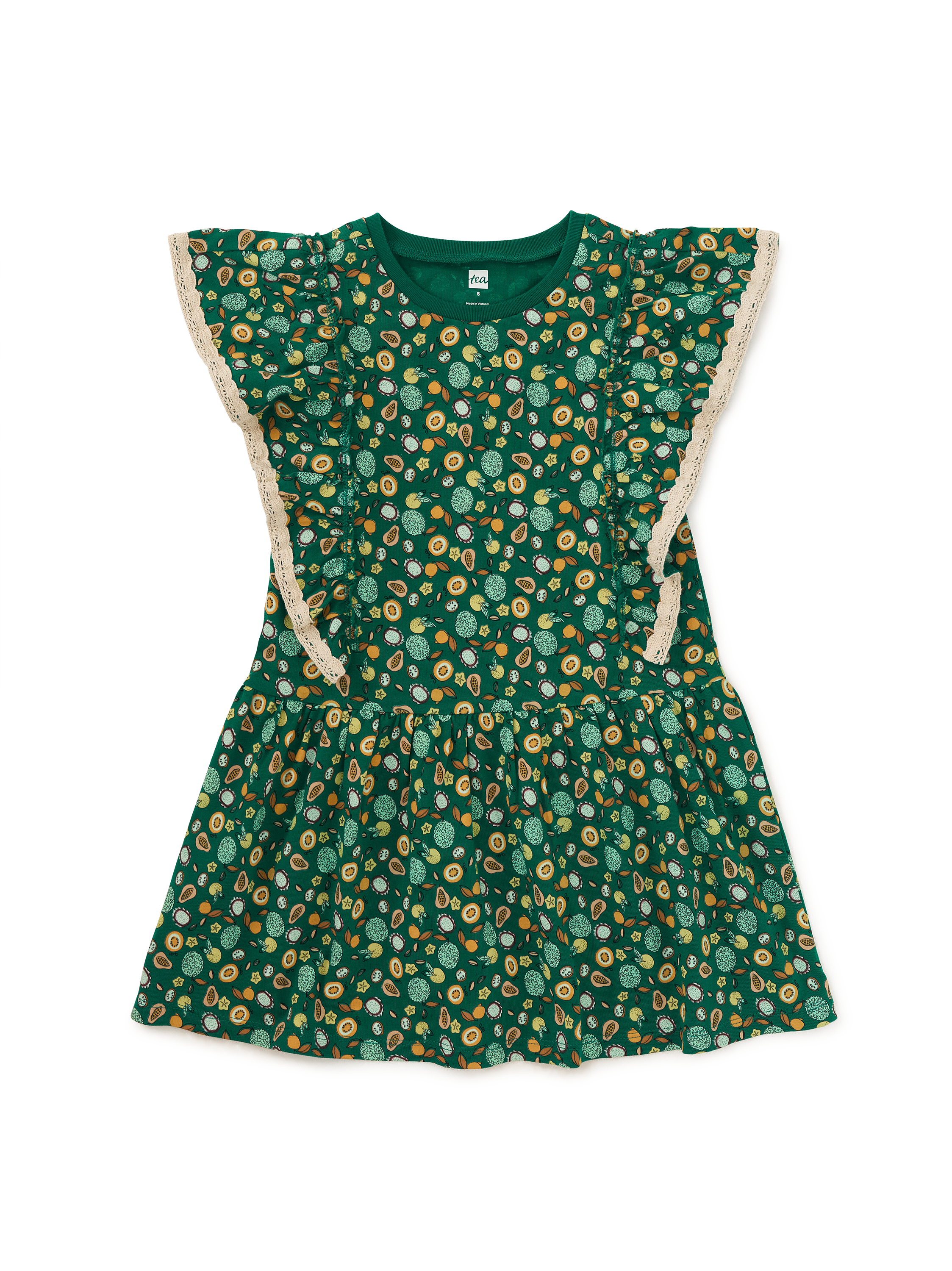 Crochet Trim Ruffle Dress