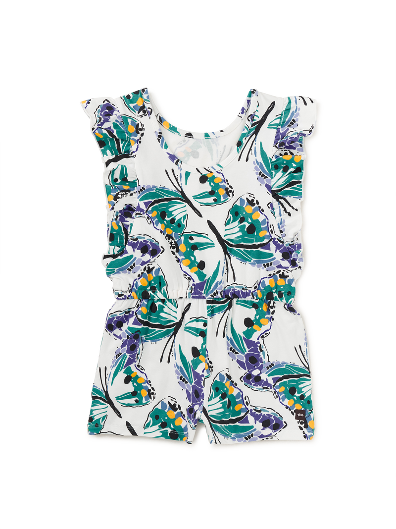 Flutter Sleeve Romper in Carnival Butterfly - View 2