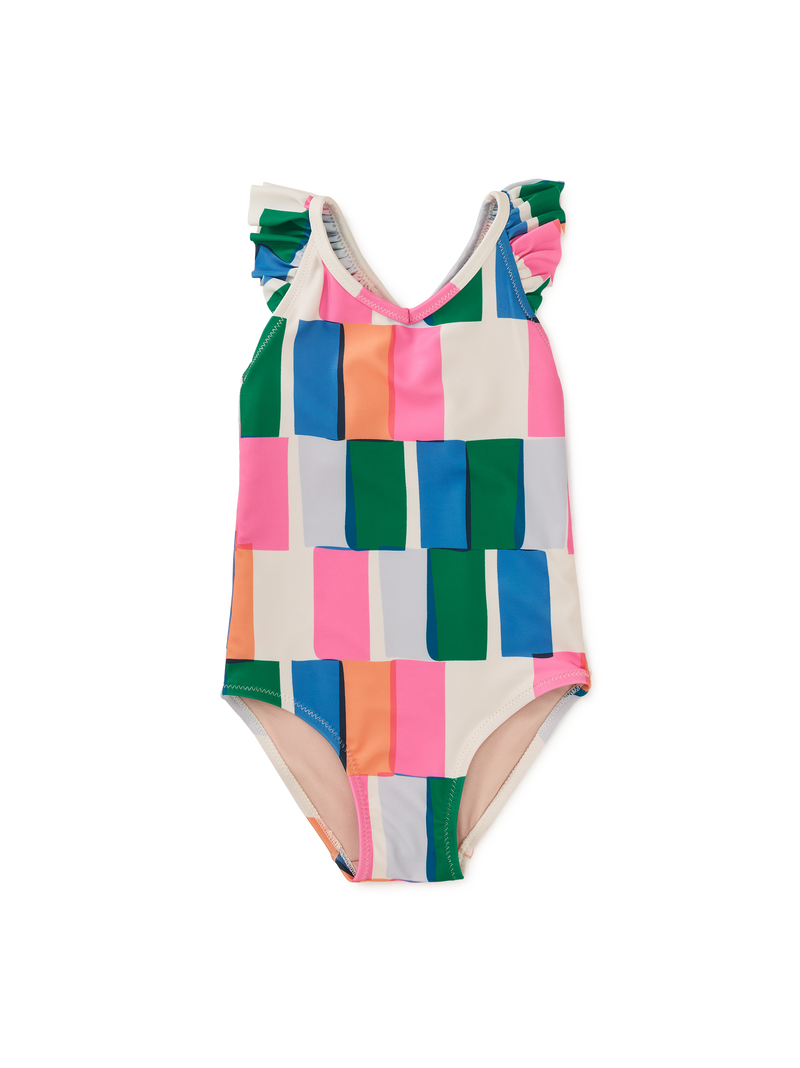 Ruffle One-Piece Swimsuit in Copacabana Tile - View 1