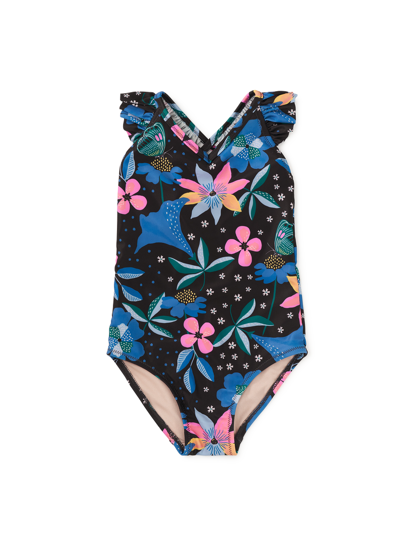 Ruffle One-Piece Swimsuit in Brazilian Painted Floral - View 1