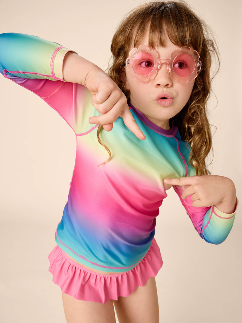 Long Sleeve Rash Guard in Rio De Janeiro Rainbow - View 2