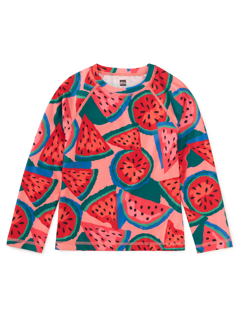 Long Sleeve Rash Guard in Wiggly Watermelons - View 1