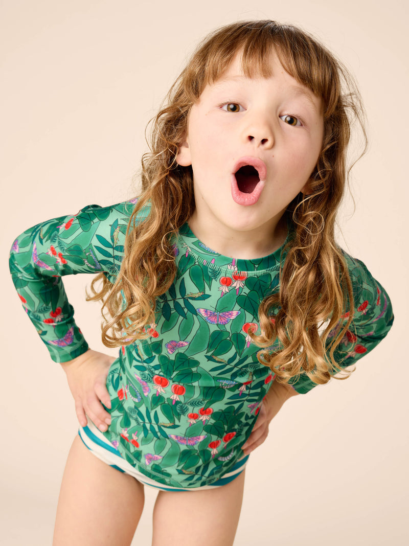 Long Sleeve Rash Guard in Jungle Botanical - View 2