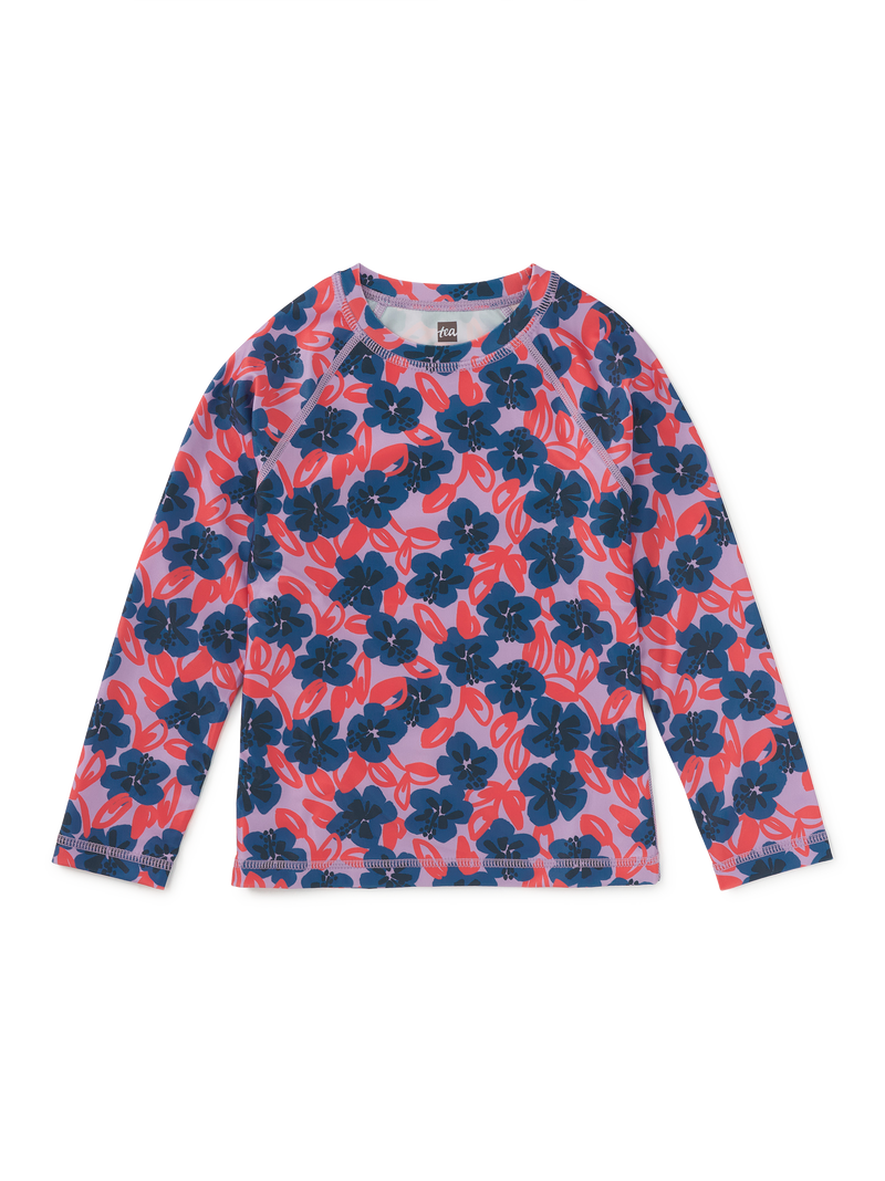 Long Sleeve Rash Guard in Pop Hibiscus - View 1